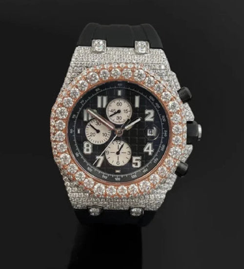 Dual Tone Moissanite Diamond Luxury AP Watches Gift For Boyfriend